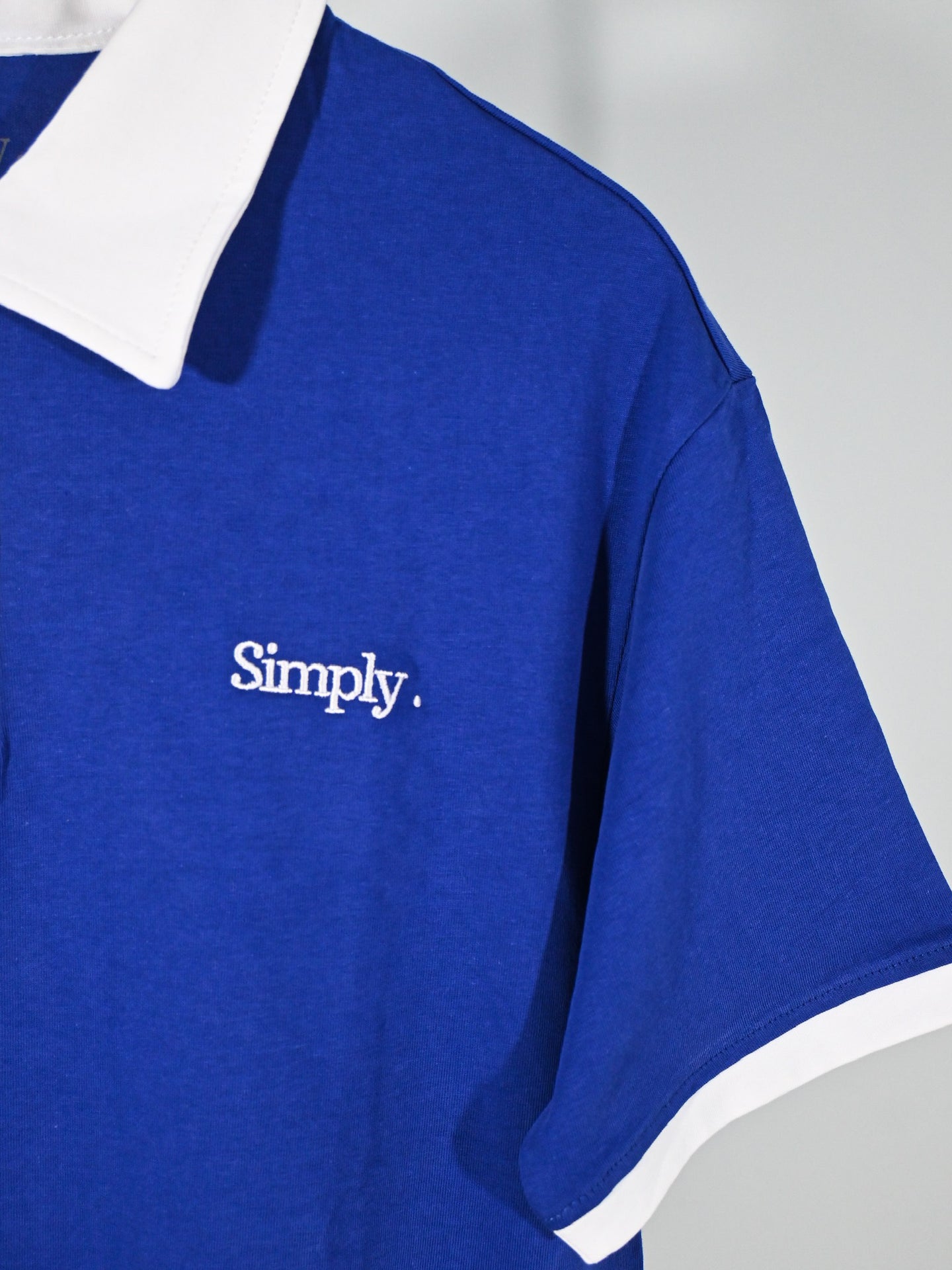 Simply . Unisex's White Collared Polo (Klein Blue) - Simply